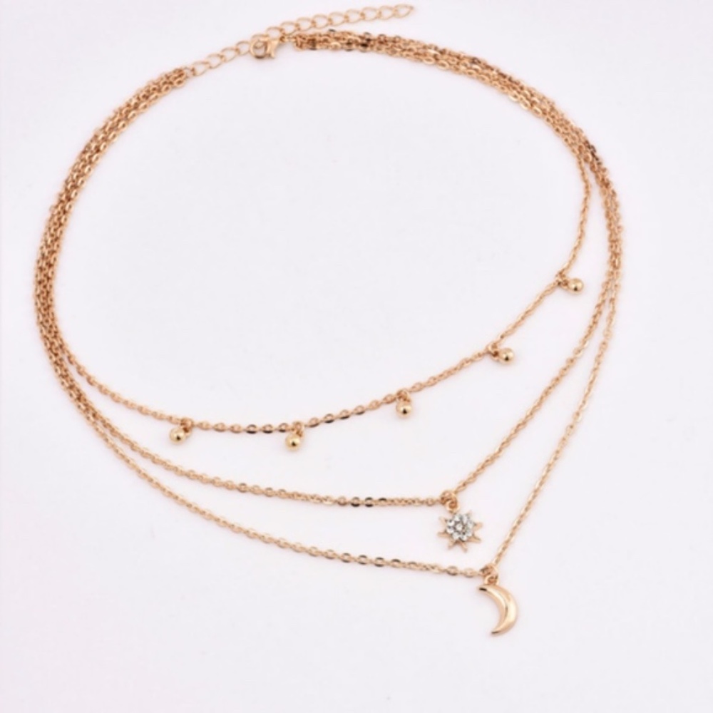 SAPPHIRE layered Moon Necklace - Picture 2 of 2